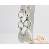 Серебряные женские серьги Нежность кахолонг 2460ках